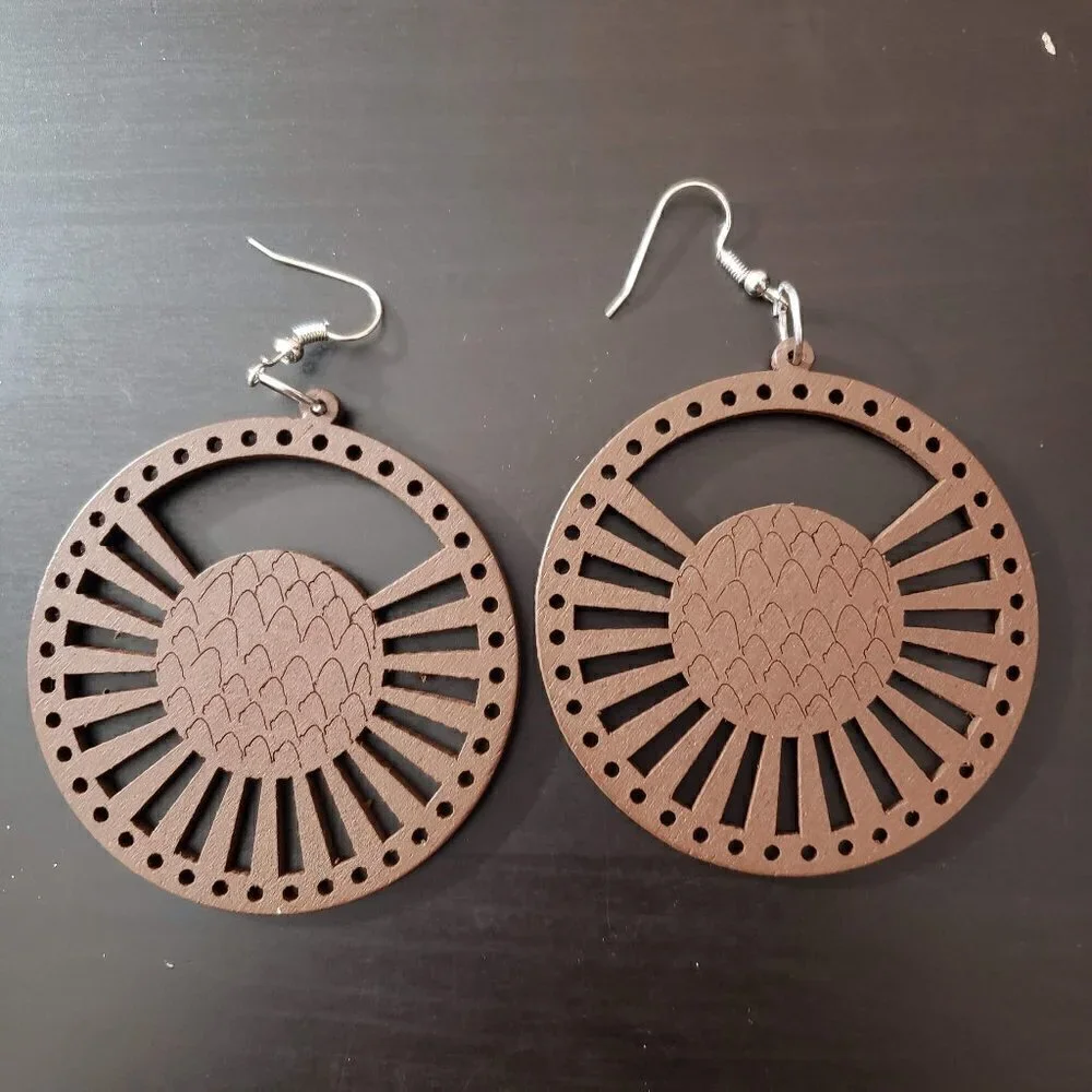 Bohemian Wooden Drop Lightweight Dangle Earrings - Picture 5 of 9